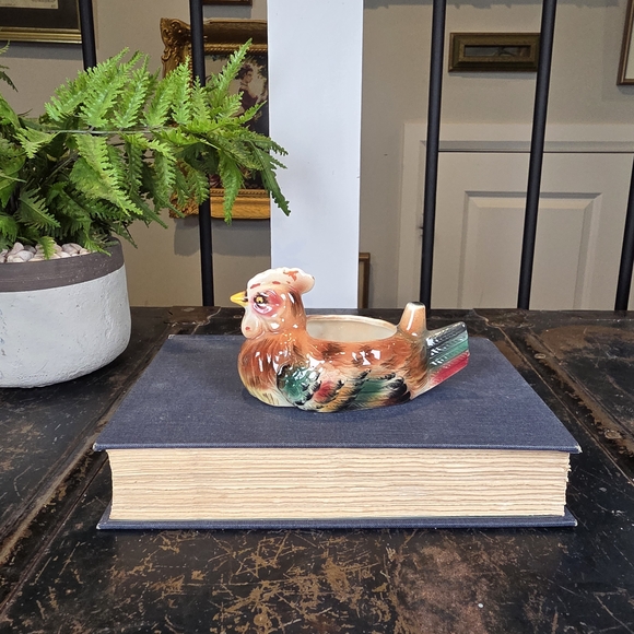 Vintage Ceramic Hen Holder 5" | Mini Planter or Creamer | Farmhouse Kitsch - Picture 4 of 8